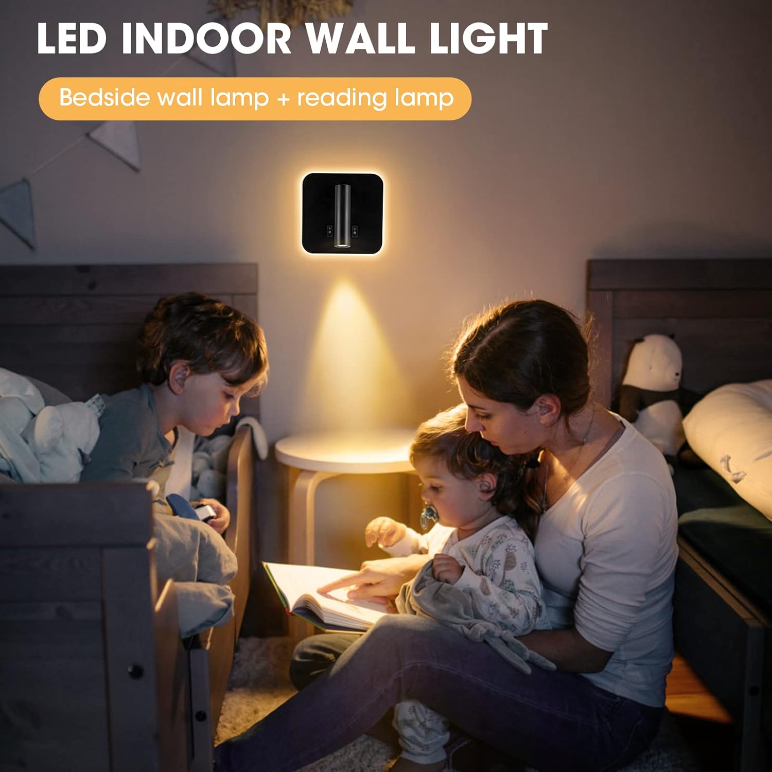 (2 pièces) Applique murale d'intérieur LED, lampe de chevet avec interrupteur, applique murale rotative à 360°, lampe de lecture 3000K - 3