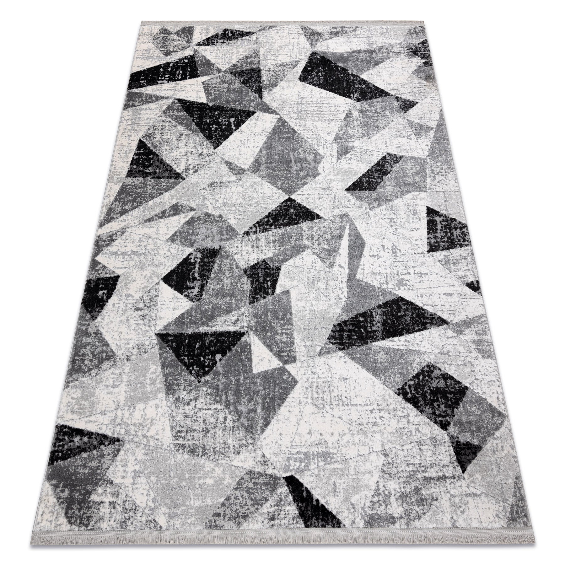Dywan TULS nowoczesny, strukturalny, frędzle 51211 Geometryczny antracyt 180x270 cm