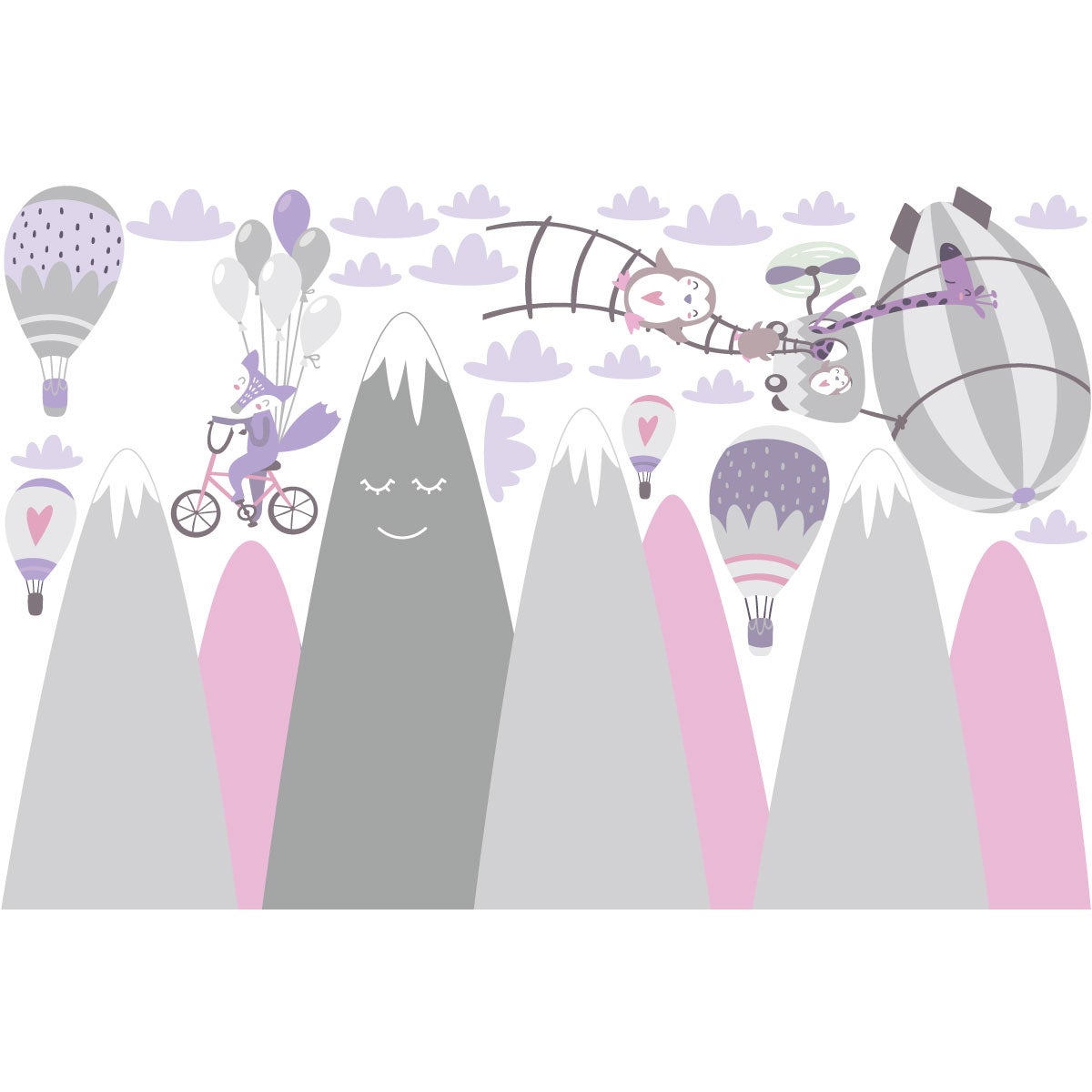 Adesivo bambino di montagna scandinavo animali erranti - Sticker adesivo - adesivi murali - 60x90cm - 4