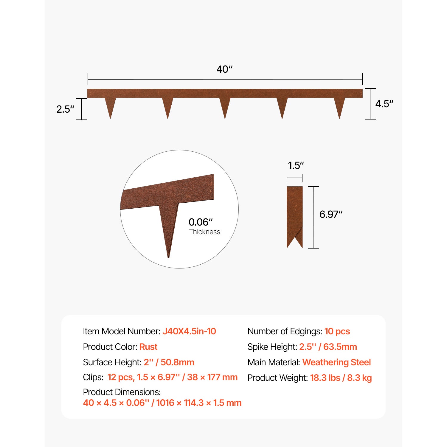 Bordures de Jardin Lot de 10 SucceBuy en Acier 1016×114 mm, Bordures Métalliques Flexibles et Antirouille, Idéales pour Pelouse, Allée et Parterre - 9