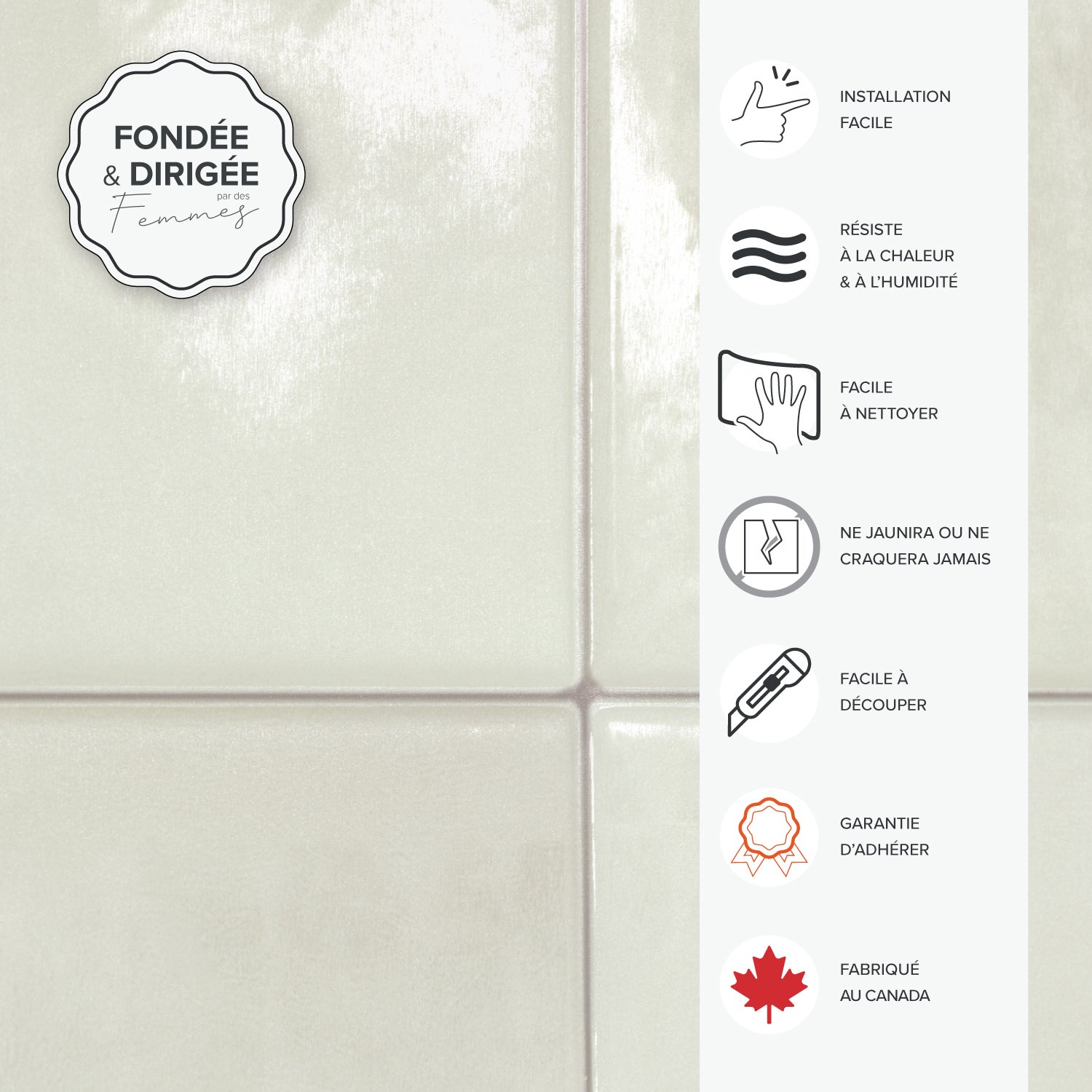 Carrelage adhésif mural x4, 22.86x22.86cm - Smart Tiles Zellige Zagora sticker décoratif salle de bain & cuisine - 3