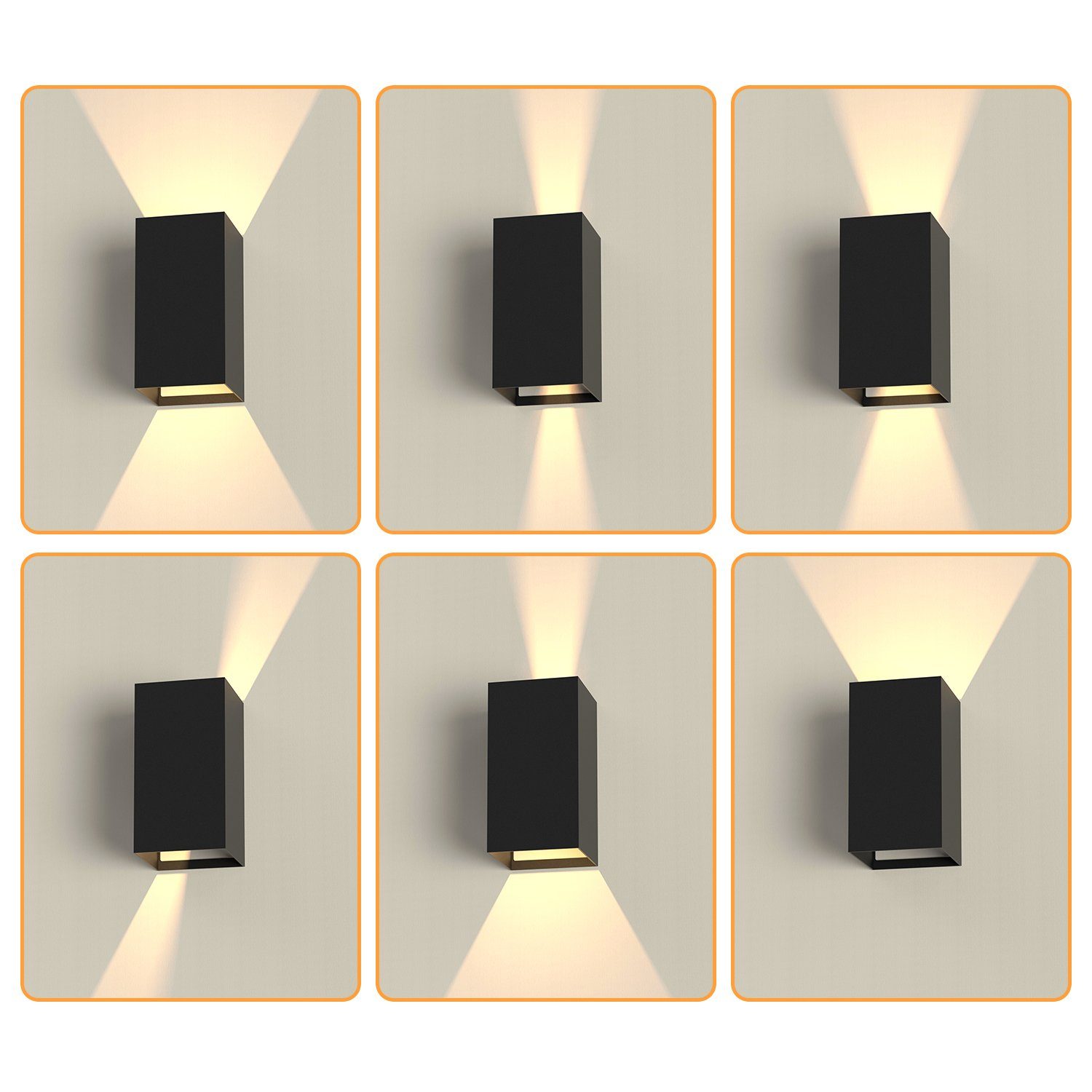 NETTLIFE Pack 2 Iluminação de Parede LED Exterior e Interior Preta IP65 5W Branco Quente 3000K - 3