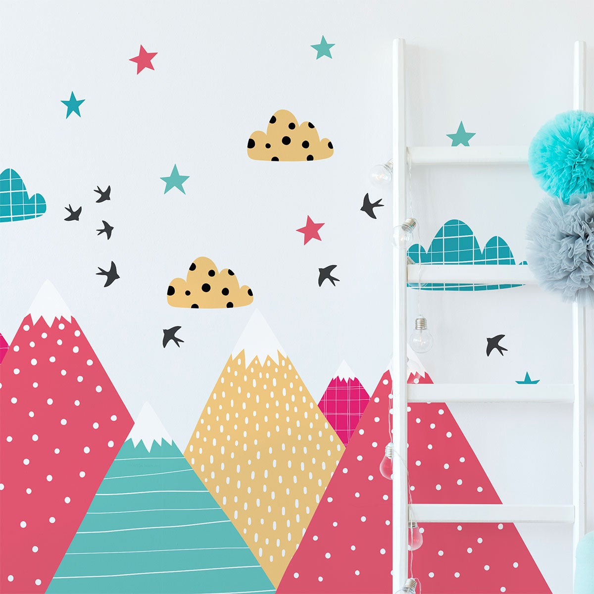Vinilo niño escandinavo de montaña alenika - adhesivo de pared - revestimiento sticker mural decorativo - 90x135cm - 7
