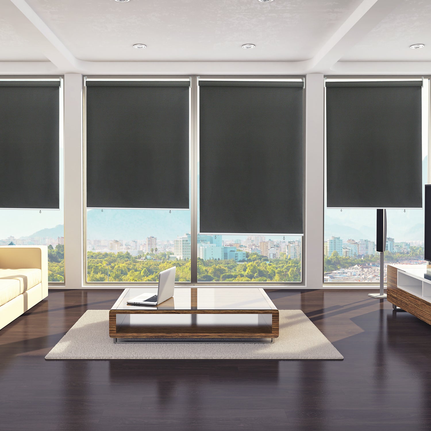2x Roleta Pionowa Zewnętrzna 180x140 cm na Balkon i Taras Ochrona Przeciwsłoneczna Wodoodporna 80% Ciemnoszary