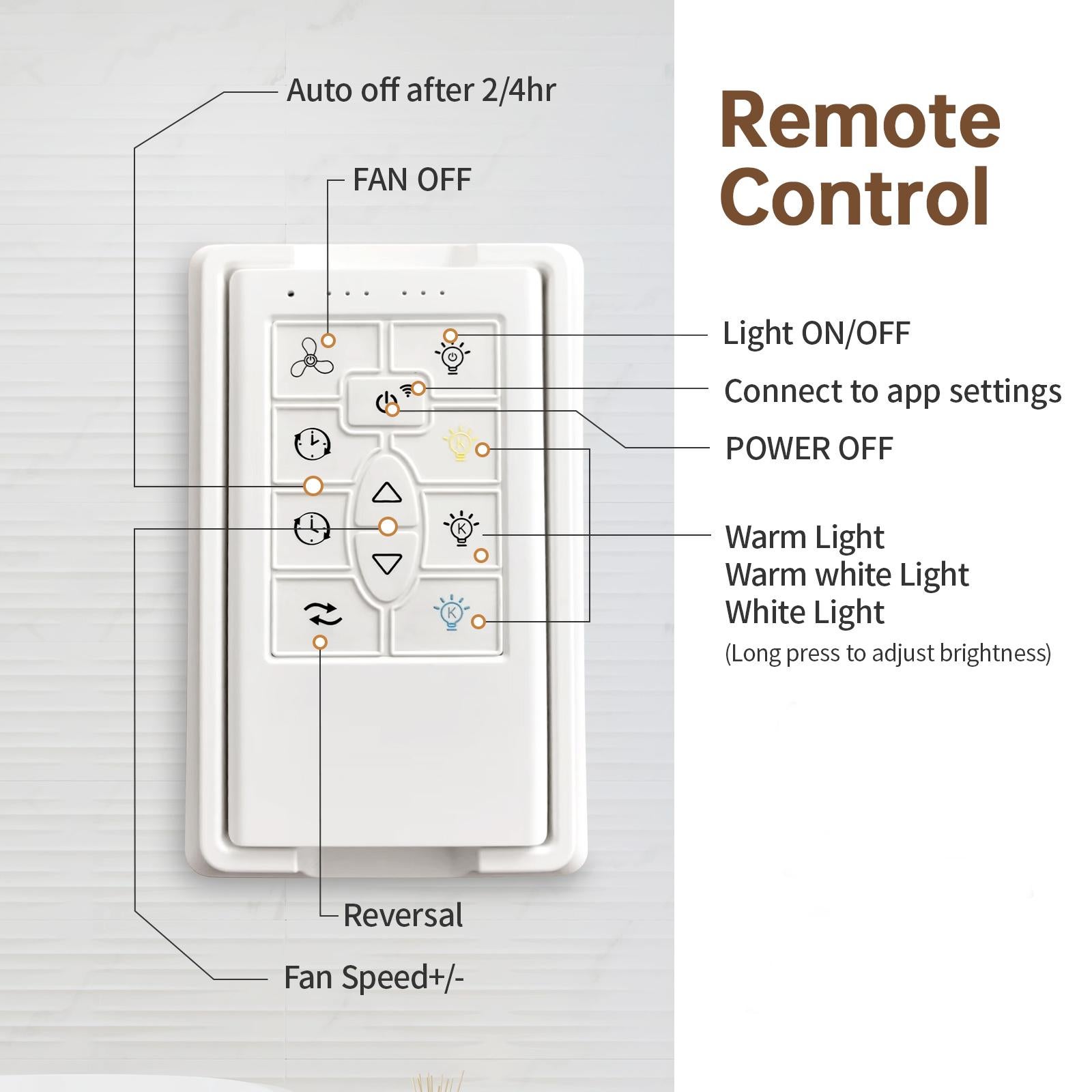 Ventilateur de Plafond 66 Pouces avec Lumière LED Dimmable 18W, Moteur DC Réversible et Commande Smart via App, Alexa et Google Home - 8
