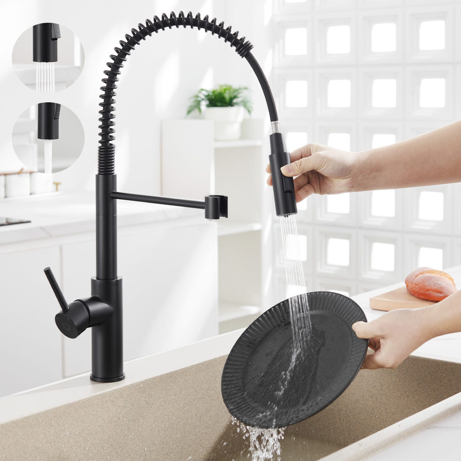 Cecipa max Grifo Mezclador de Cocina con Resorte con Modos de