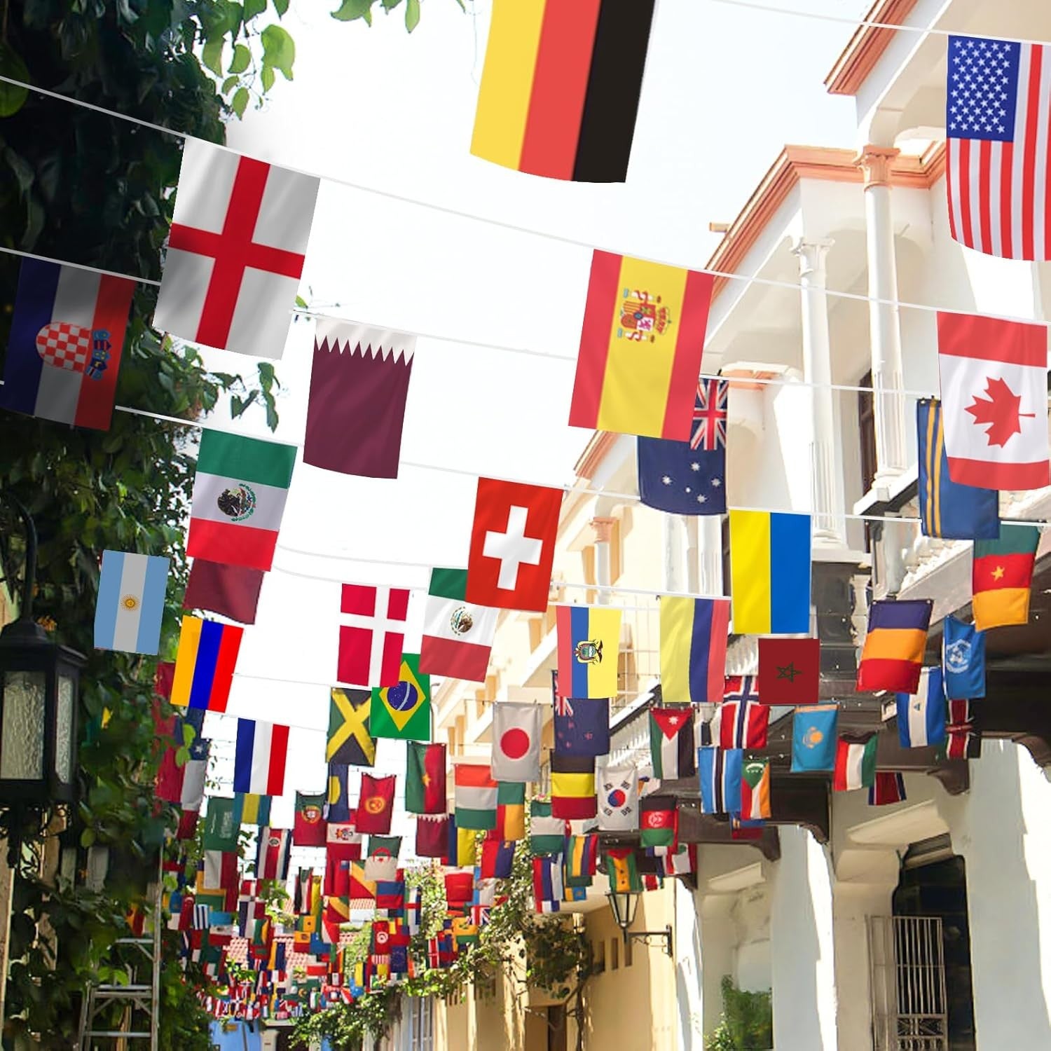 48 drapeaux décoratifs, décoration de banderole de drapeau de la coupe du monde de football (2 pièces, 14 x 21 cm - 15 m) - 6