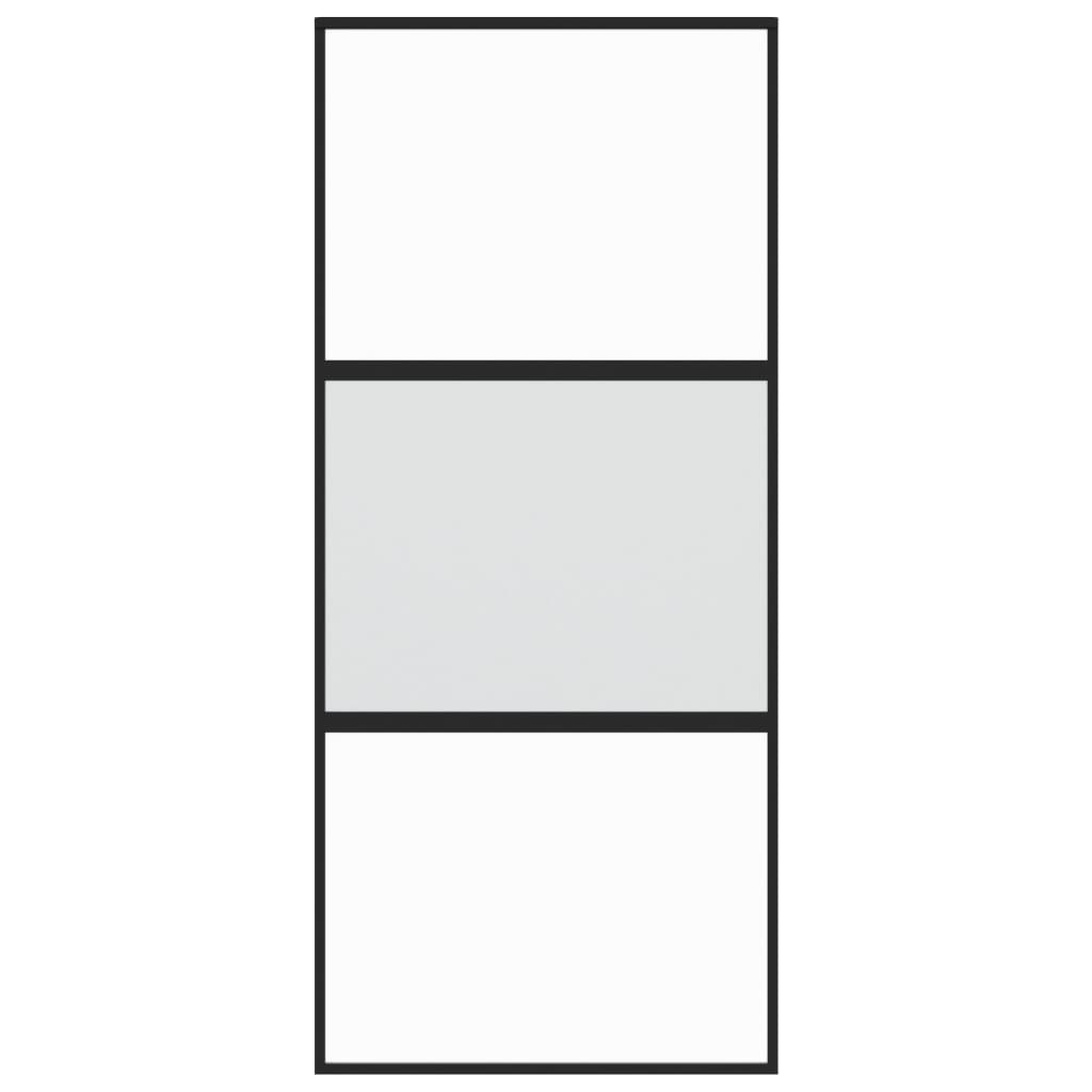 Puerta corredera | Puerta de la cocina vidrio templado y aluminio negra 90x205 cm CFW31217 - 4