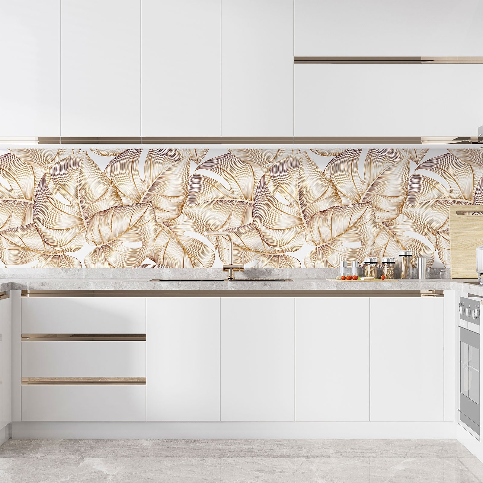Crédence adhésive sticker décoratif pour cuisine - Feuilles tropicales - Adhésif MAT - 55x99 cm - 3