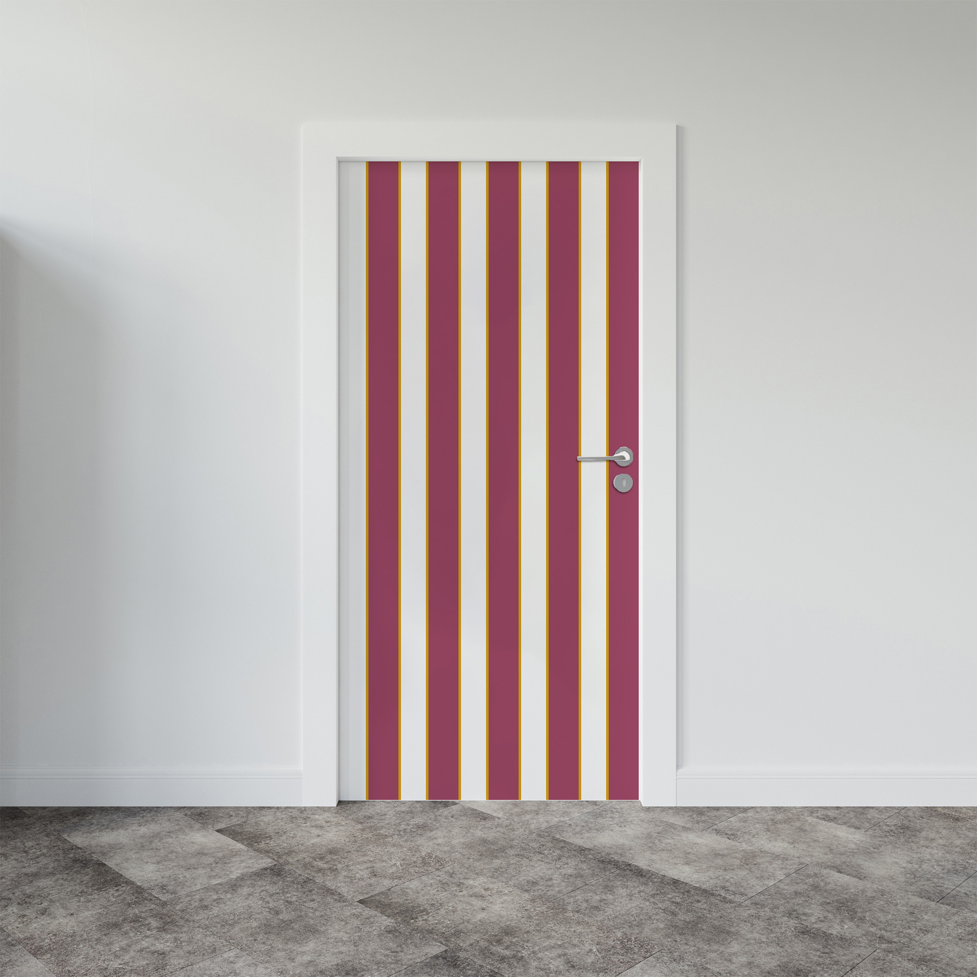 Adhesivo para puerta, rayas modernas vintage plum, 204 cm x 73 cm