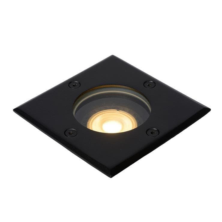 Lampa gruntowa najazdowa Biltin kwadratowa czarna 1xGU10x35W IP67 wym: 12,5 x 10,8 x 10,8 cm aluminium Lucide