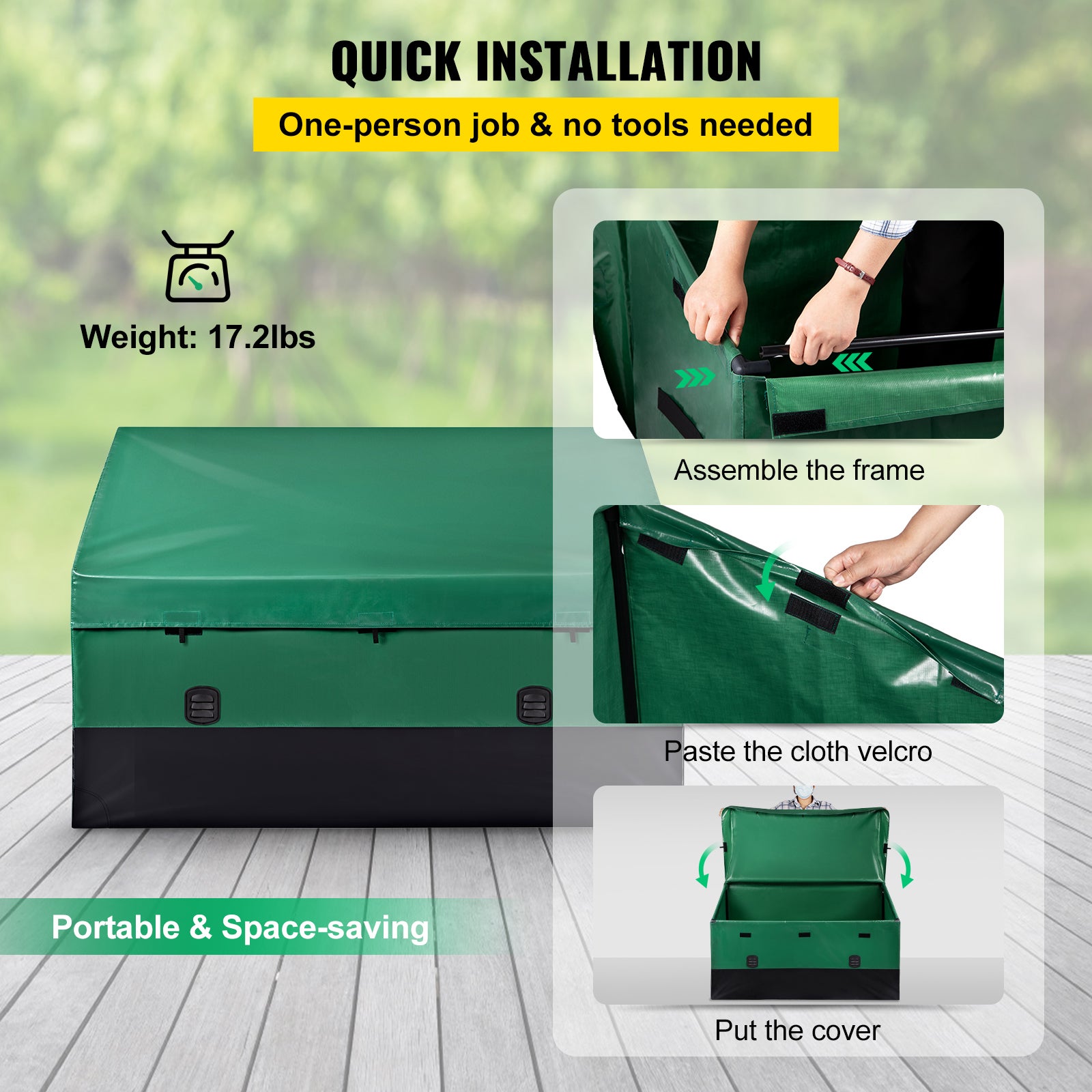 Coffre rangement extérieur 230 gallons,SucceBuy bâche PE imperméable,cadre galvanisé,protection toutes saisons pour camping,jardin,piscine,cour - 8