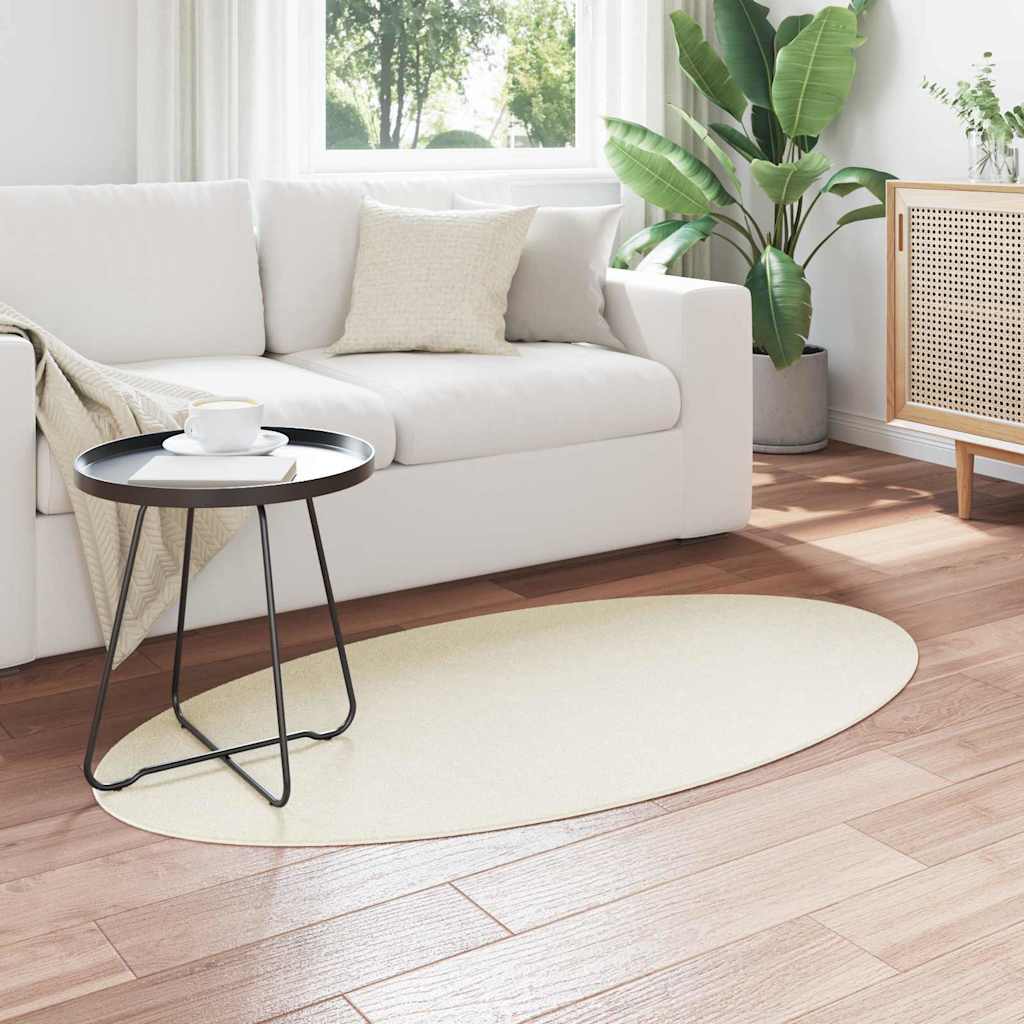 Tapis de surface ovale Crème 80 x 150 cm 100% Polyester - 3