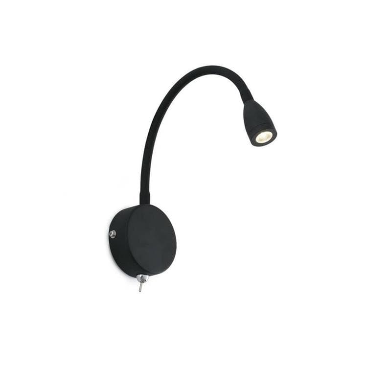 Faro Barcelona - Kinkiet LED Loke 3W z ramieniem - aluminium i malowany metal, sypialnia, lampka do czytania - czarny