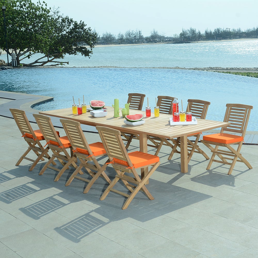 Chaise de jardin pliable sans coussin Barbade en Teck Marron - 6