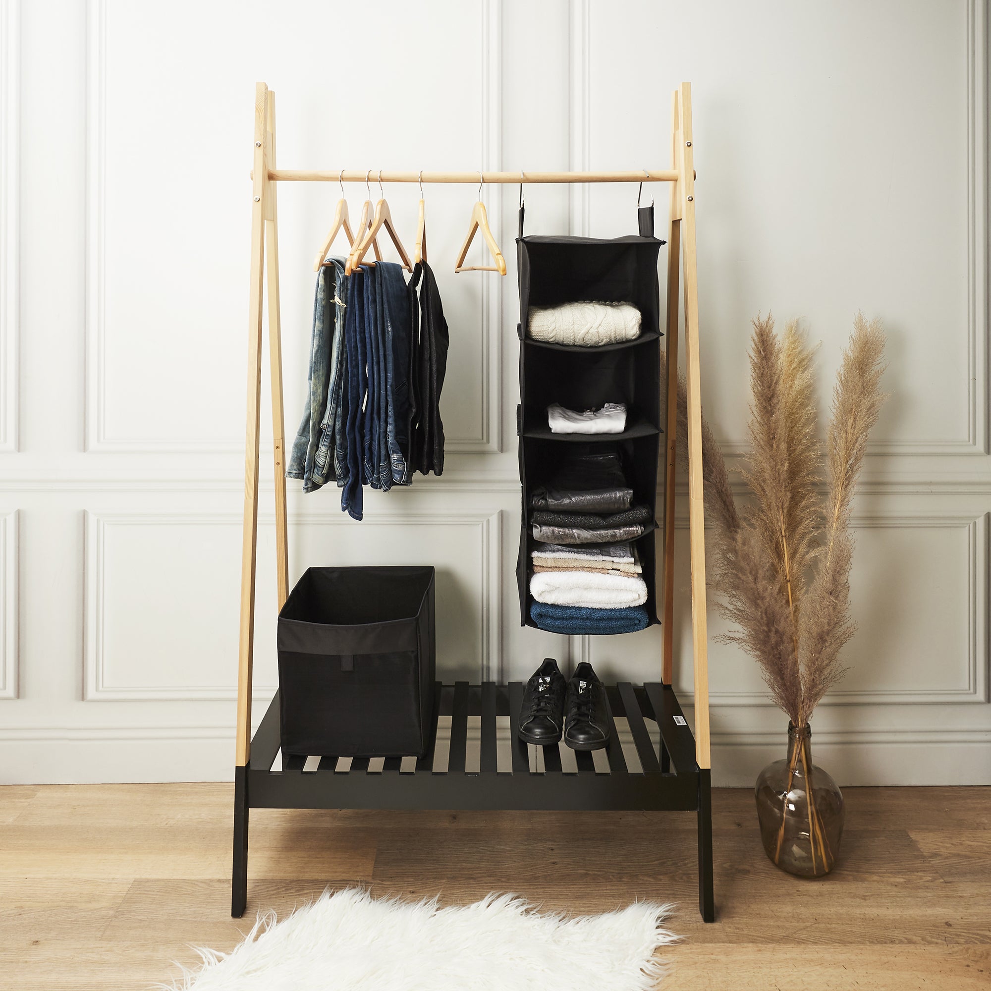 ROLIZOE Étagère Extensible Sous Armoire Métal Noir - Panier Rangement Suspendu Cuisine Et Bureau