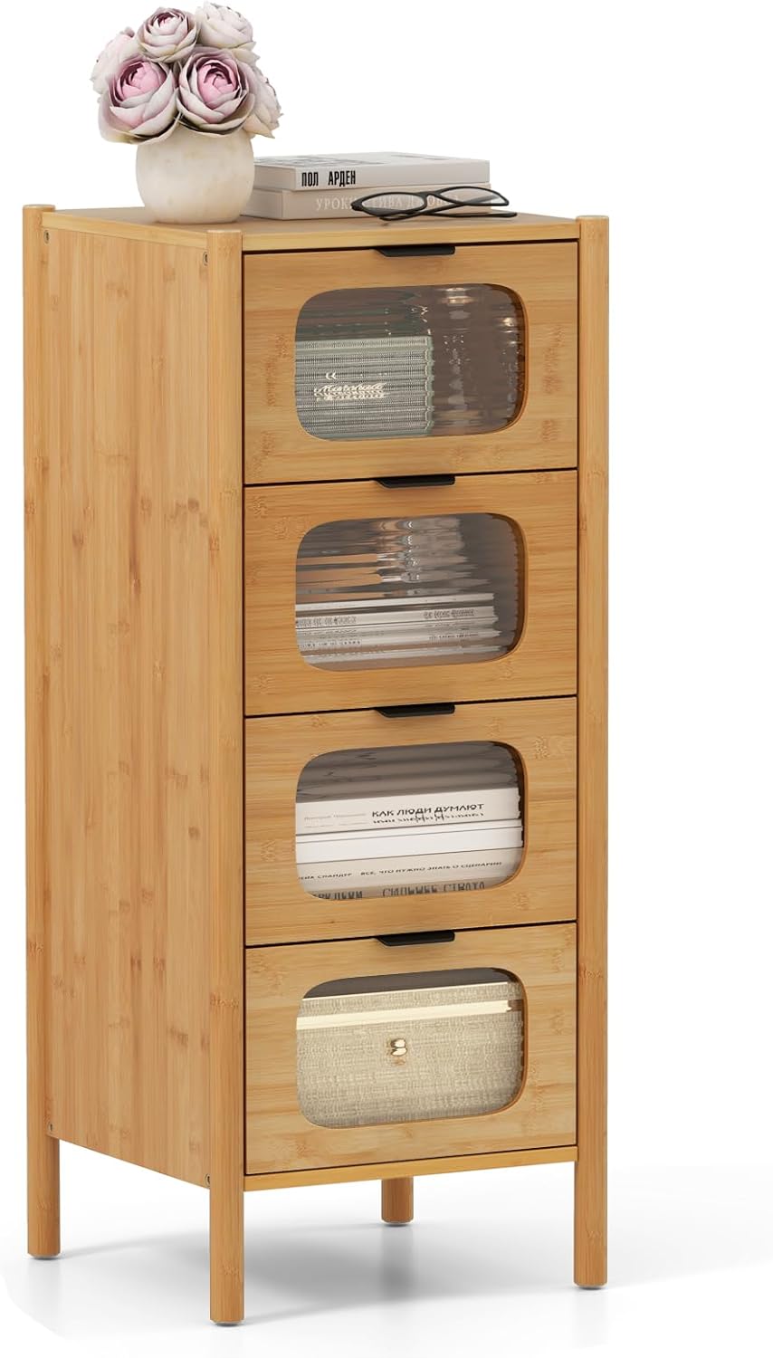 WENKO Boîte de rangement Salle de Bain avec tiroir en bambou Terra, Lot