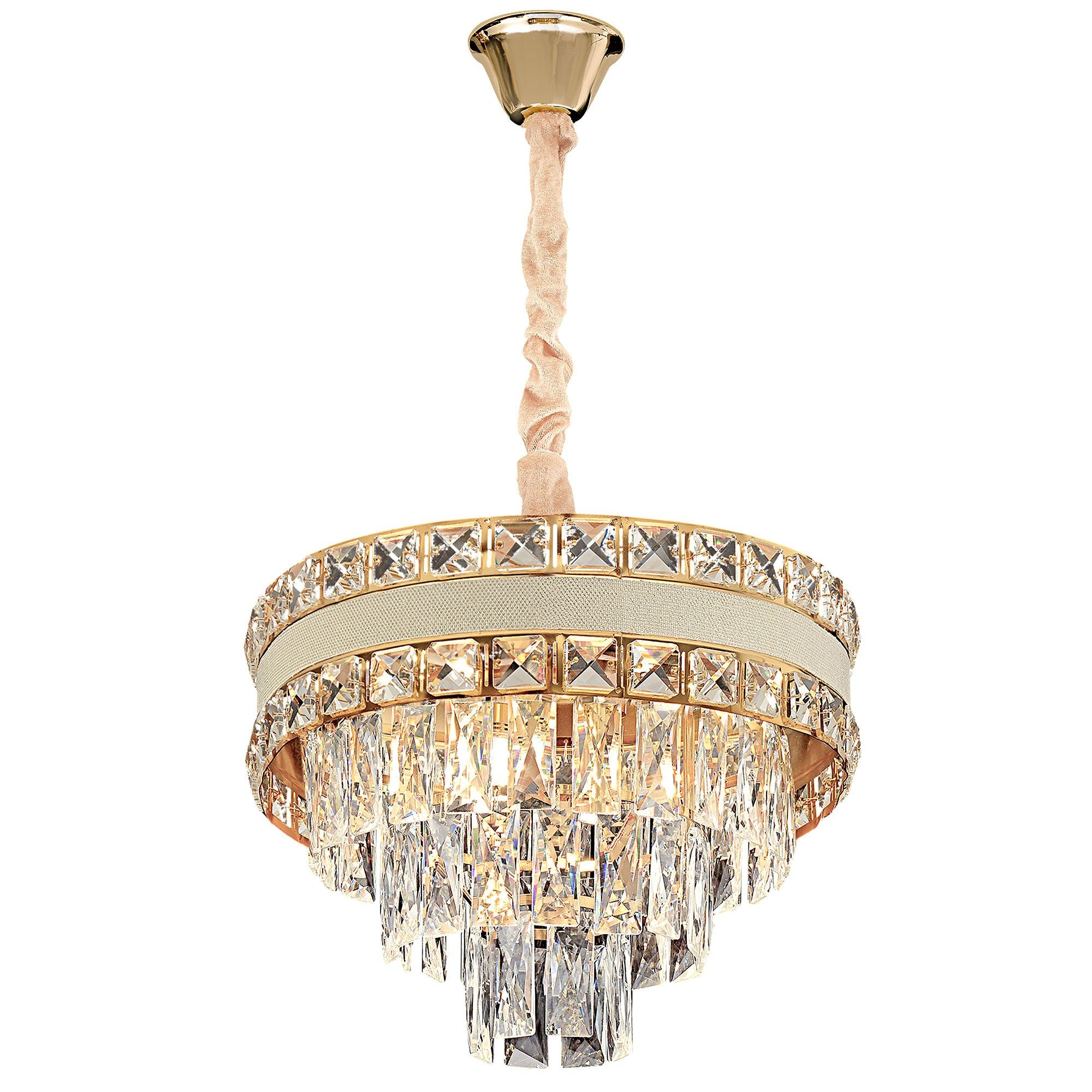 Lampa Sufitowa Wisząca Z Kryształami Toolight G047-Cp Złoty 40Cm
