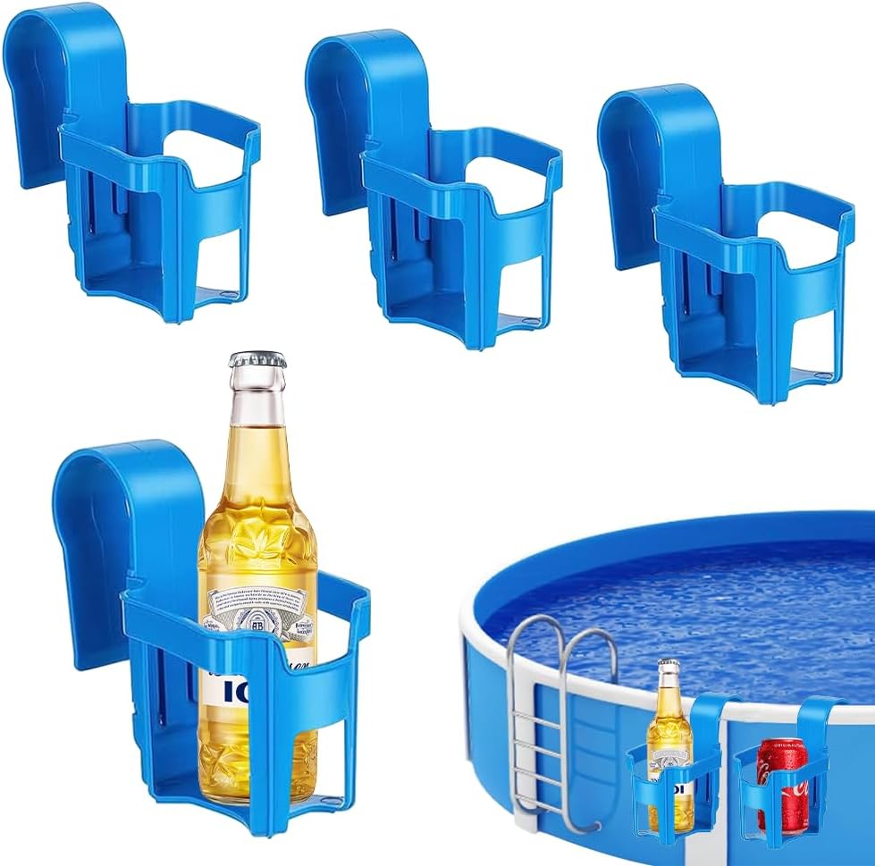 4-częściowy uchwyt na kubki basenowe, wielofunkcyjny, odpinany uchwyt na kubki przy basenie, akcesorium do basenu naziemnego na letnie imprezy i drink