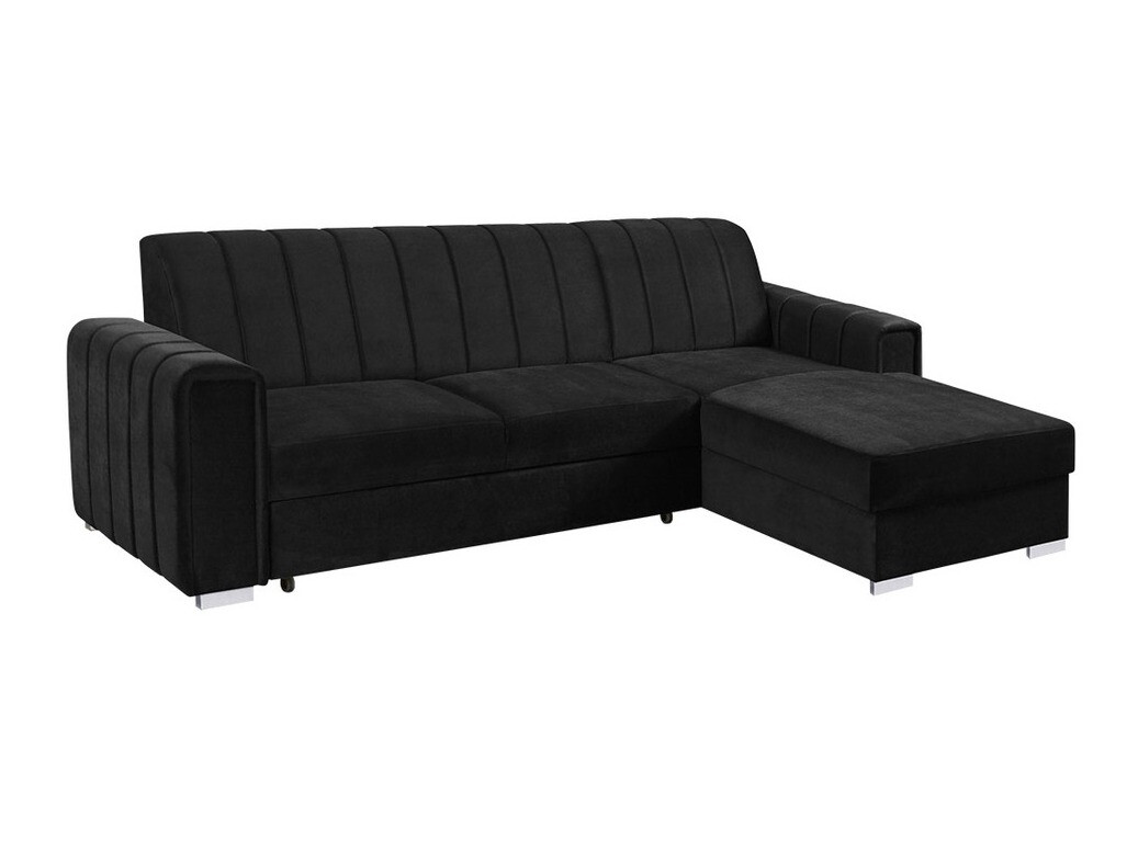 Sofá rinconero columbus 166, negro, función de descanso, caja de ropa de cama, 260x183x86cm