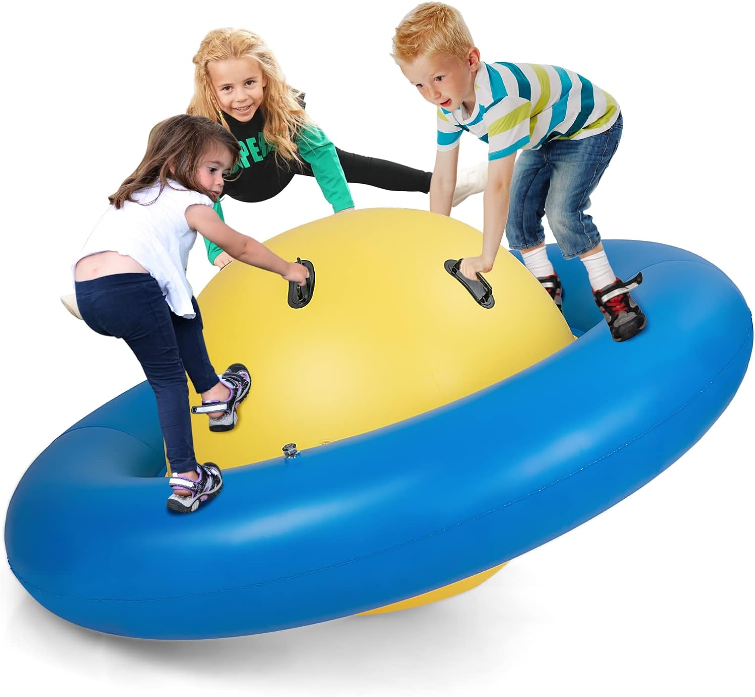 Nadmuchiwana Huśtawka Ogrodowa dla Dzieci, Niebieska, Nośność 113 kg, dla 3 Dzieci >5 lat, Pompa nie w Zestawie.