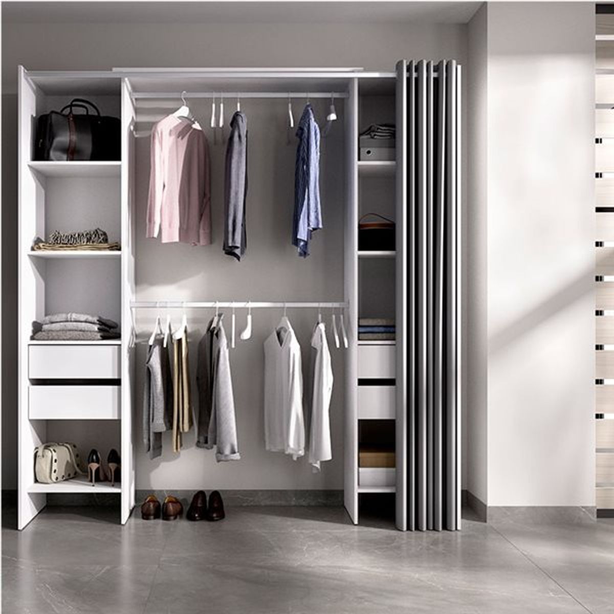Dressing avec 4 tiroirs et rideau Suit 205 A X 180 AN X 50 P - 6