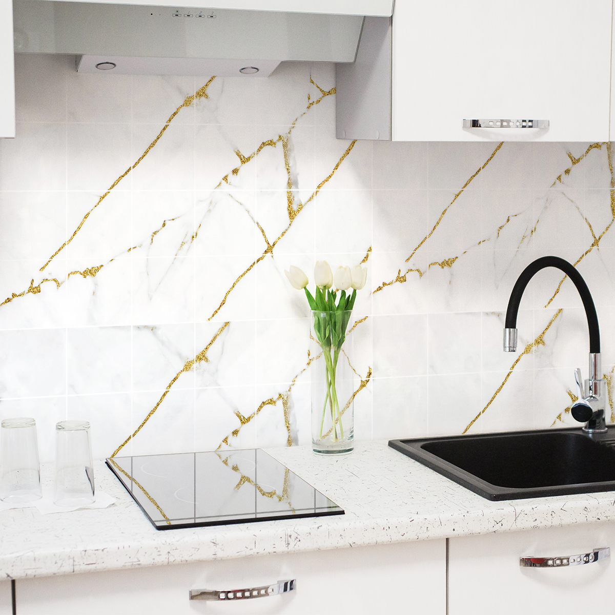 24 vinilos mármol de naxos - adhesivo de pared - revestimiento sticker mural decorativo - 24stickers10x10cm