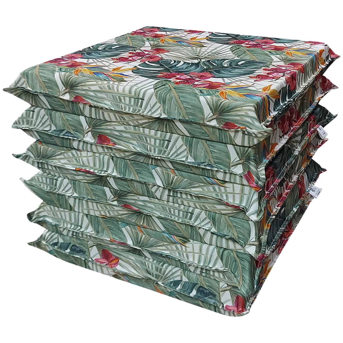 Lot De 6 Coussins De Chaise Jardin 42x42 Cm – Blanc Crème, Rembourrés Avec Attaches, Intérieur/Extérieur