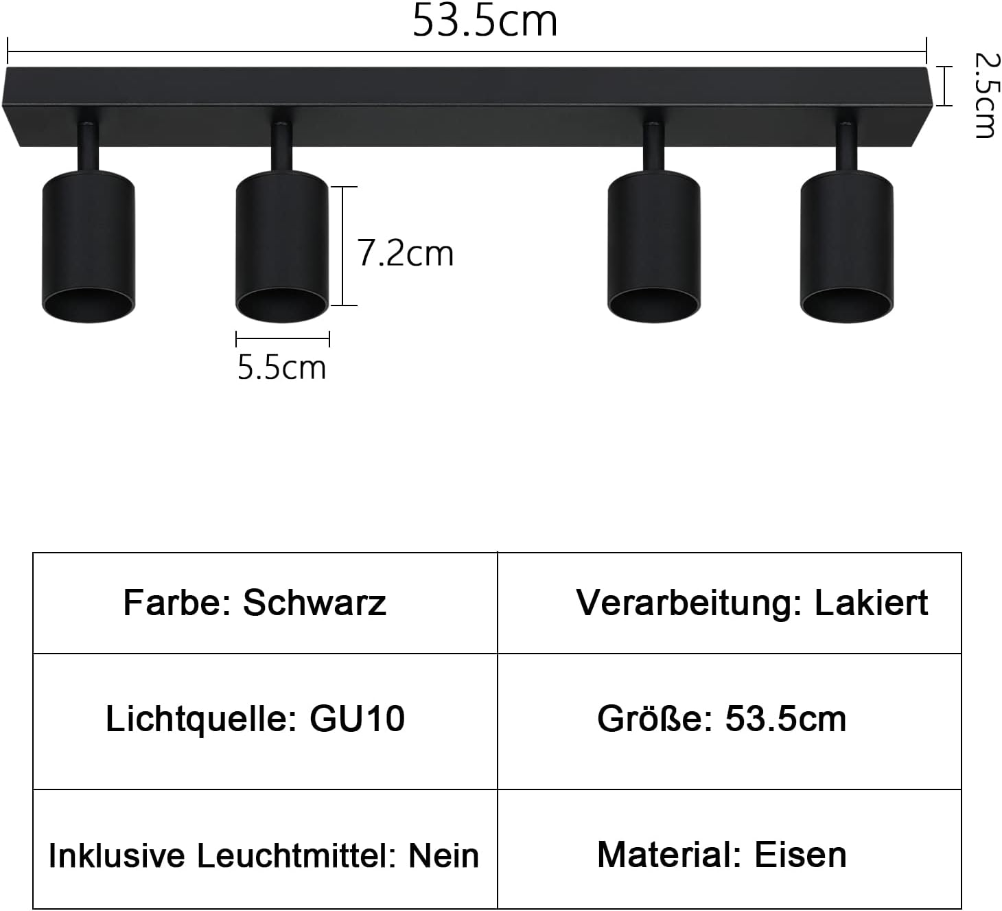 NETTLIFE Lámpara de Techo LED 4 Focos GU10 Negros Orientable 350°, Lámpara Moderna para Salón Dormitorio Estilo Industrial Sin Bombilla - 6