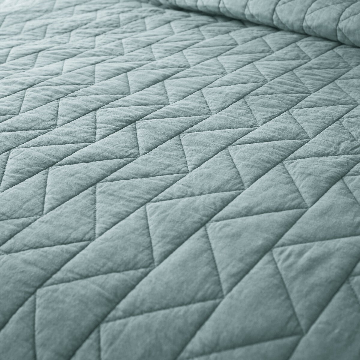 Couvre lit boutis matelassé coton Zig Zag Scenario - Céladon - 150 x 150 cm - 3