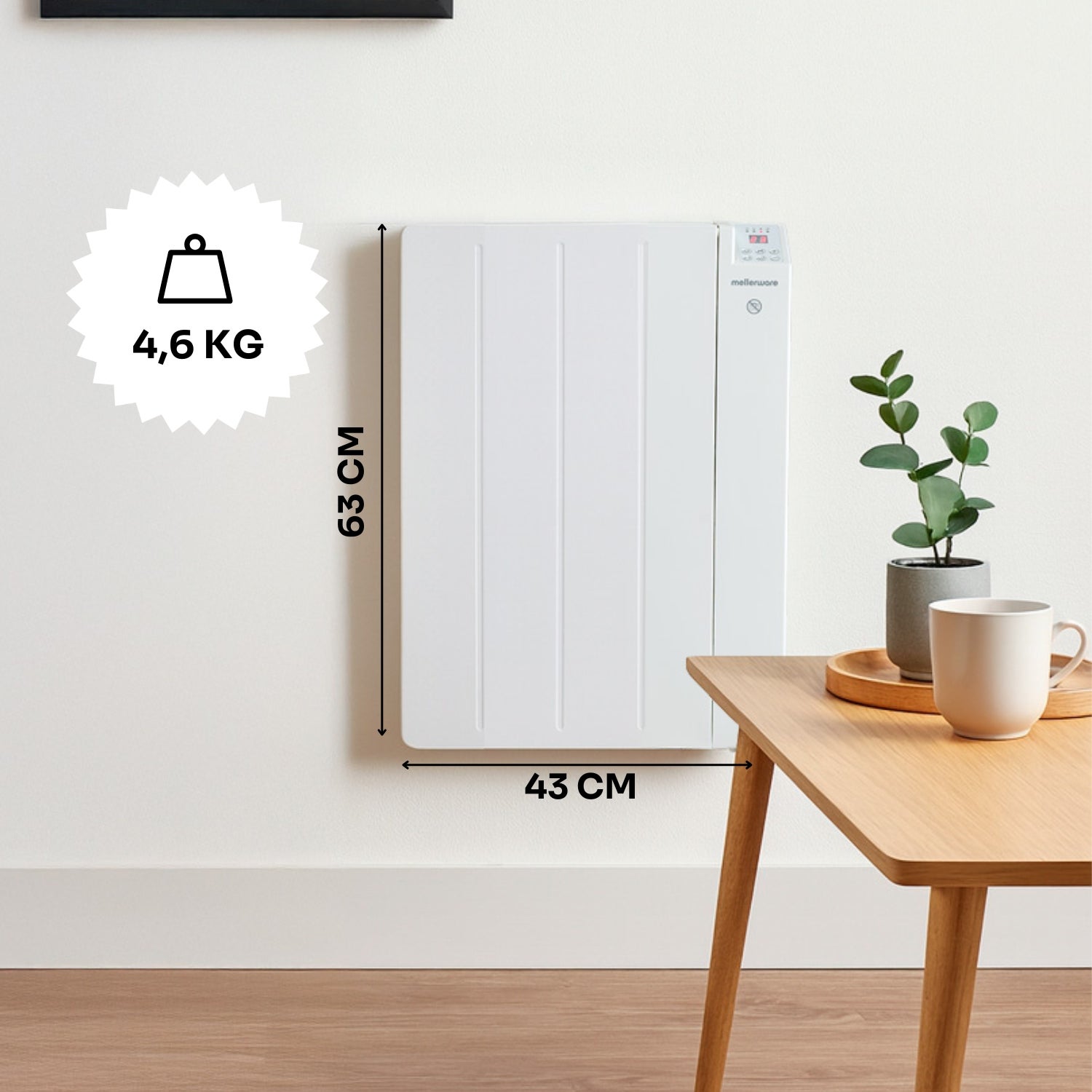 Radiador Eléctrico WIFI Mellerware Comfy! - 600W |Programable 3 Modos | Temp. Ajustable APP | Temporizador | 10m2 - 7