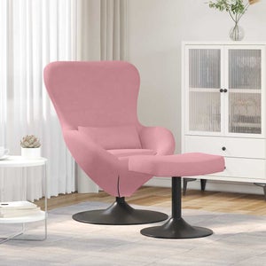 Fauteuil œuf Avec Repose-pieds Intégré - Velours Gris Foncé - Confort Mousse Haute Densité - Capacité 120 Kg
