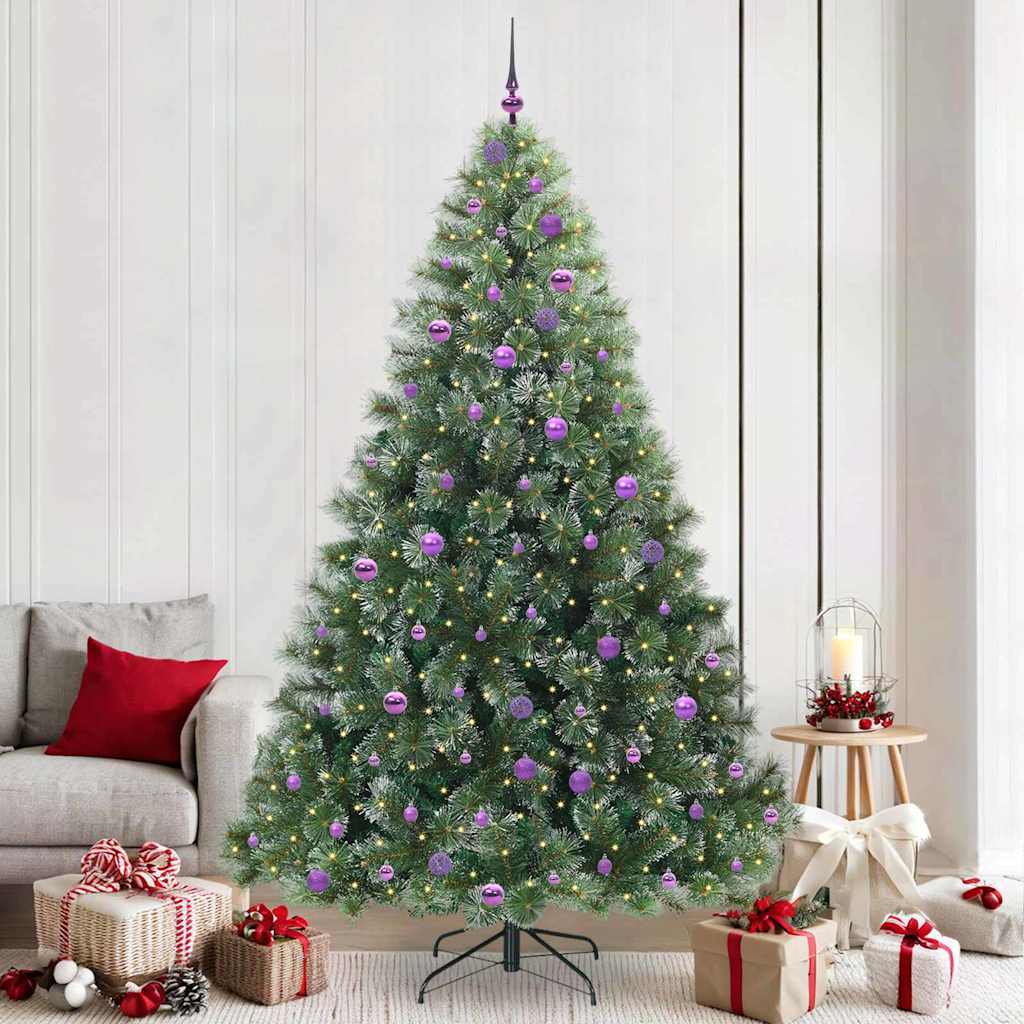 Sztuczna choinka z 300 diodami LED Zielony 240 cm PE i PVC