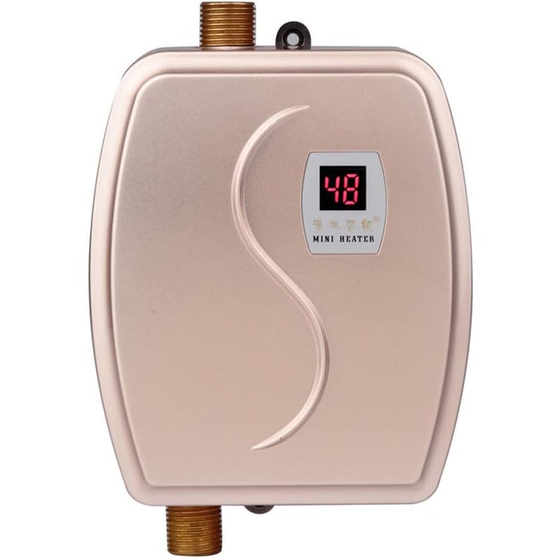 Miniaturowy elektryczny podgrzewacz wody przepływowy - 220 V, 3400 W - odpowiedni do łazienek, kuchni i pralek - IPX4 - złoty