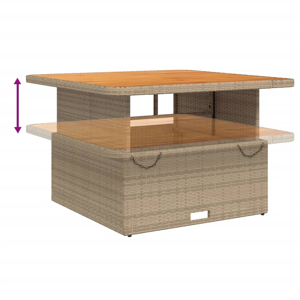 Table de jardin - Table De Patio beige 110x110x71 cm résine tressée bois acacia D234T171 - 4