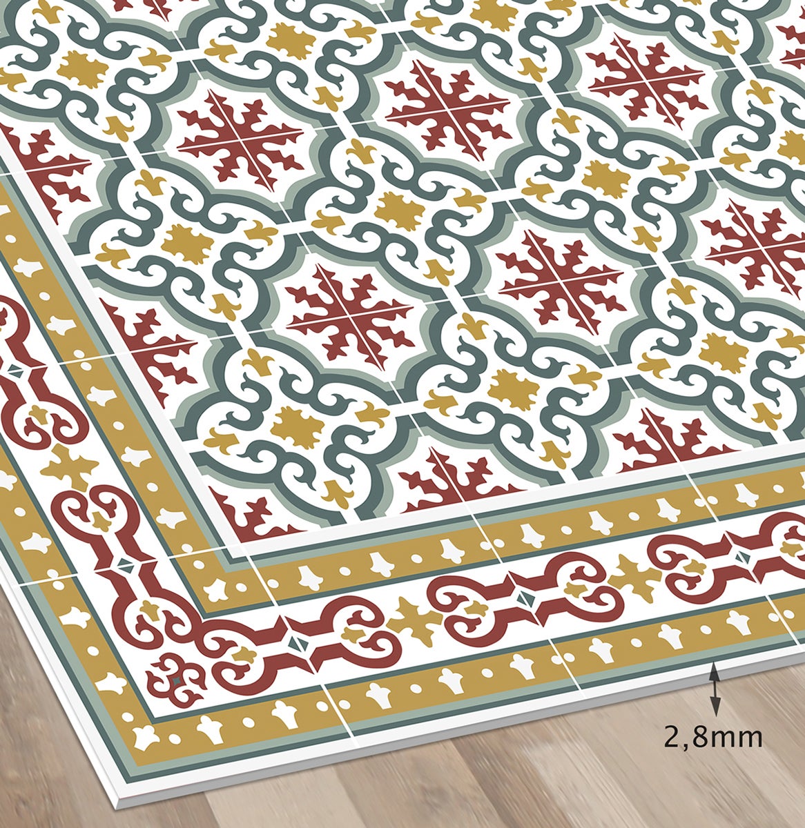 Tapis antidérapant en vinyle Brigitte 50x100 cm - PVC imprimé, lavable, ignifuge, pour le salon ou la cuisine, style hydraulique - 5