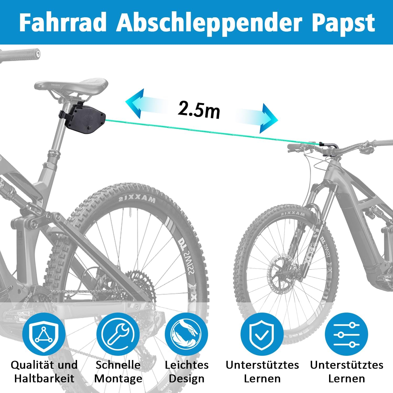 Corde de remorquage de vélo rétractable,Barre Traction Velo Enfant,Câble de Traction,Corde de Traction pour Enfants,Corde de Traction pour VTT - 3