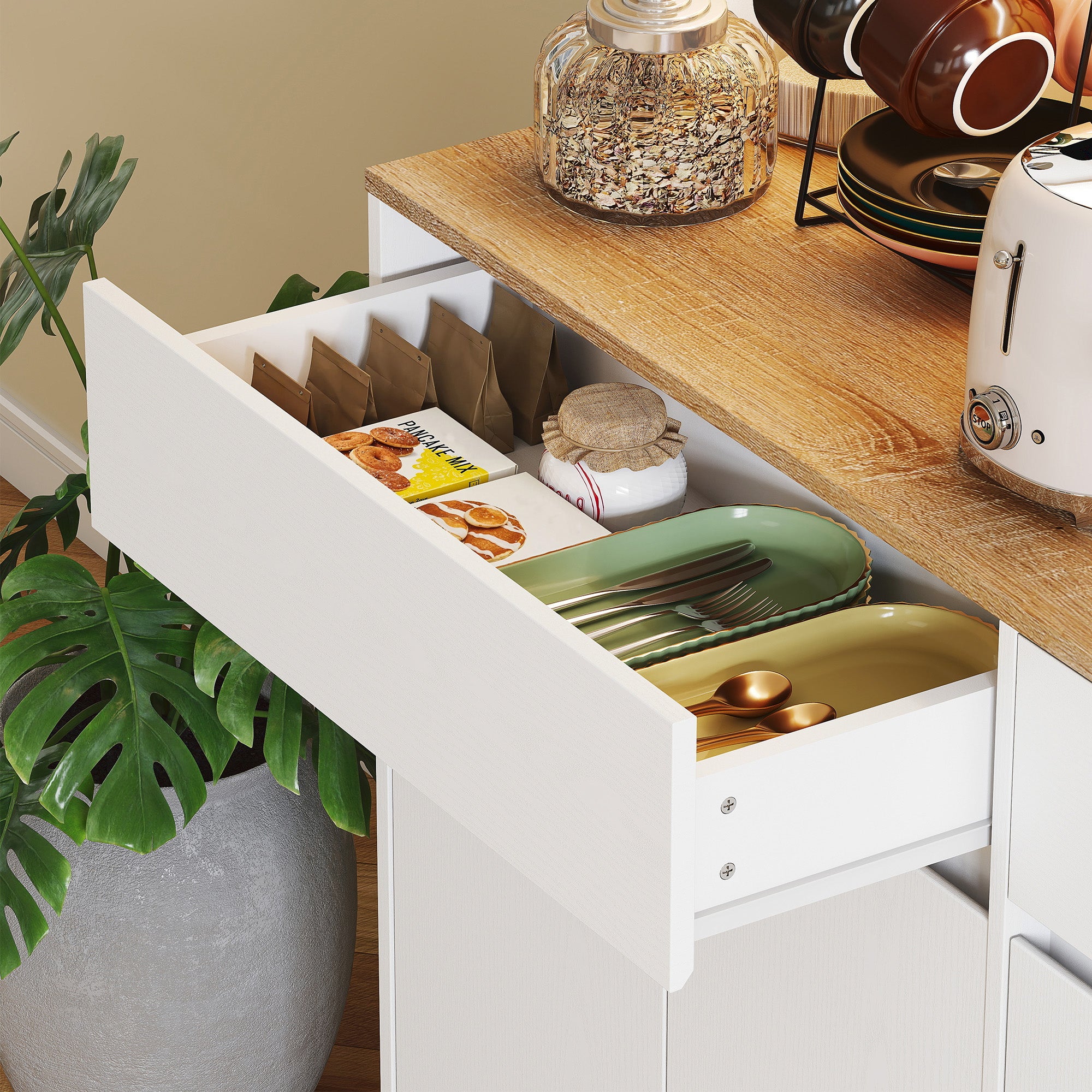 Armoire de cuisine bois d'ingénierie HOMCOM - 9