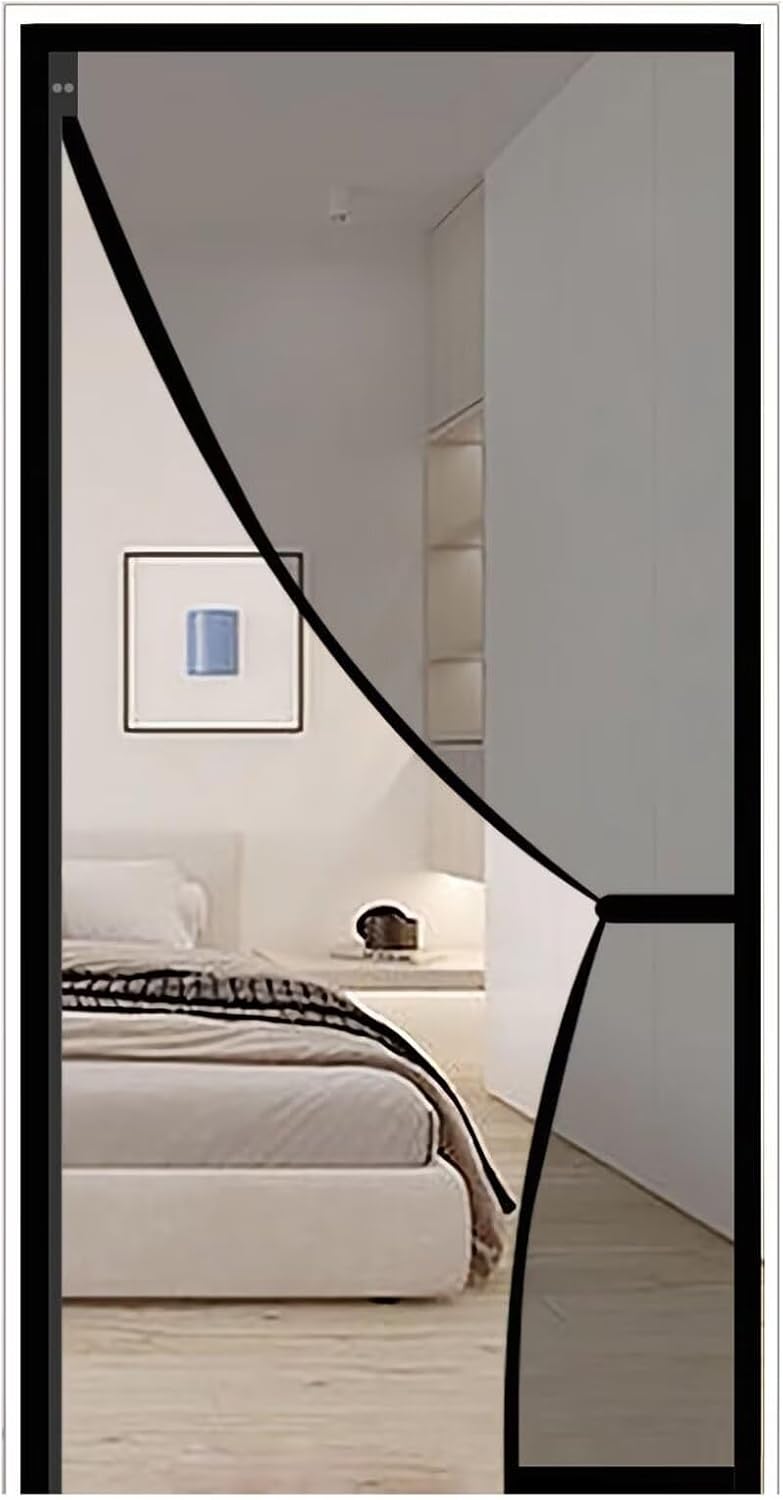 Moskitiera, zasłona zamykana automatycznie, z mocnym magnesem, otwierana na bok, czarna (100 x 220 cm)