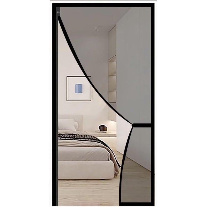 Moskitiera, zasłona zamykana automatycznie, z mocnym magnesem, otwierana na bok, czarna (100 x 220 cm)