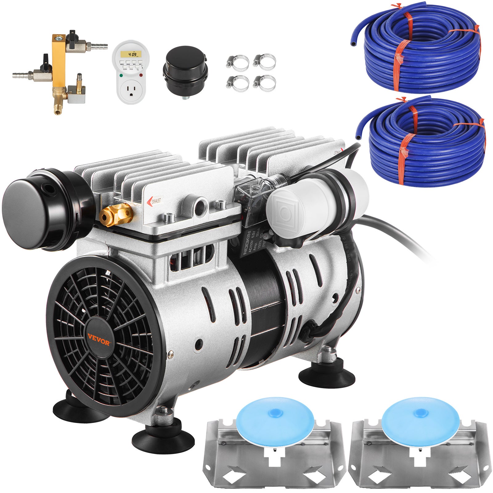 VEVOR Aeratore Per Laghetto, Potenza 550 W 8,83 CMH Per Lago Kit Di Aerazione Per Laghetto Include Compressore Timer Valvole Compressore Dearia Per Circolazione Dellossigeno In Acque Profonde 84332871