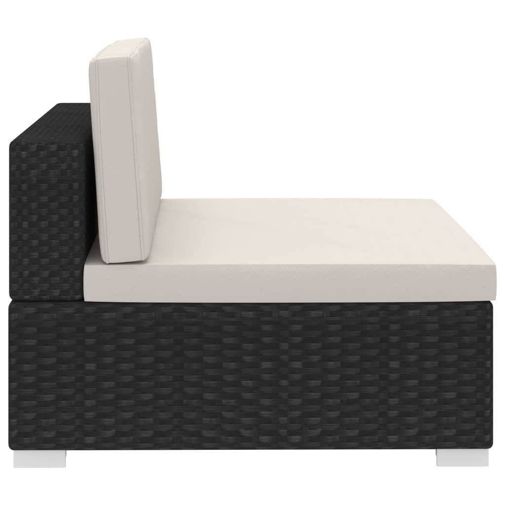 Canapés de jardin 4 pcs avec coussins Résine tressée Noir - 8