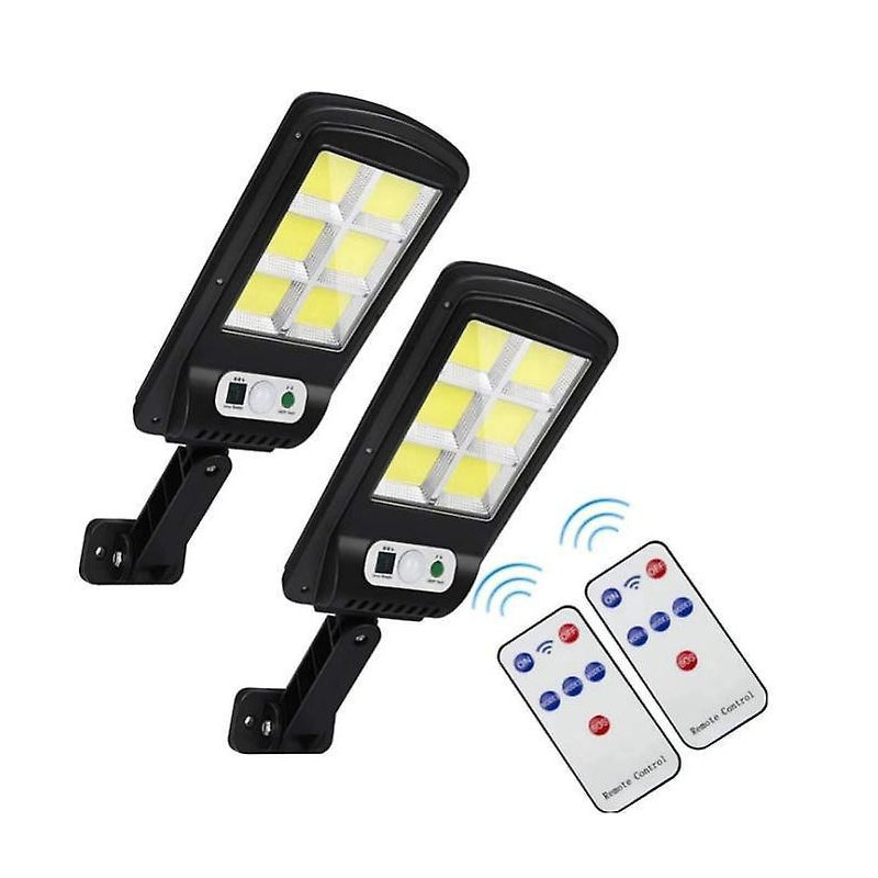 Zestaw 2 lamp solarnych LED do ogrodu - Mocny reflektor solarny z czujnikiem ruchu i 3 trybami oświetlenia, oświetlenie