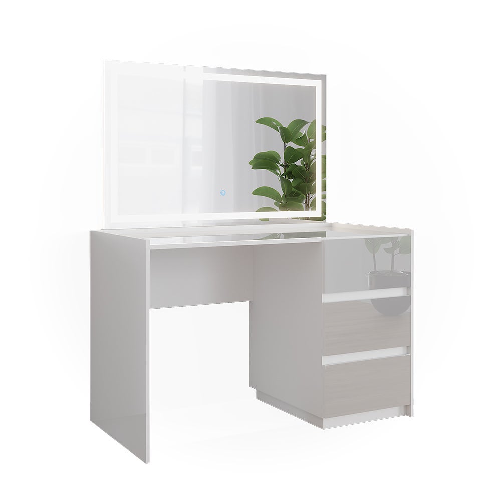 Vicco Toaletka Marla, Biały wysoki połysk, 120 cm z lusterkiem LED