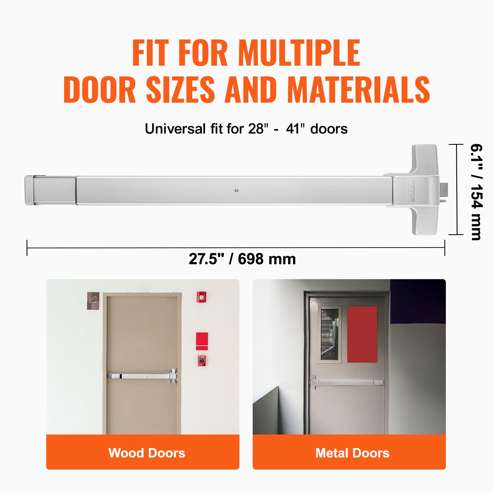 Serrure Anti-Panique Universelle VEVOR pour Porte de Sortie 71 cm de Largeur Dispositif Anti-Panique Issue de Secours Barre 1 Carré Évacuation Rapide - 4