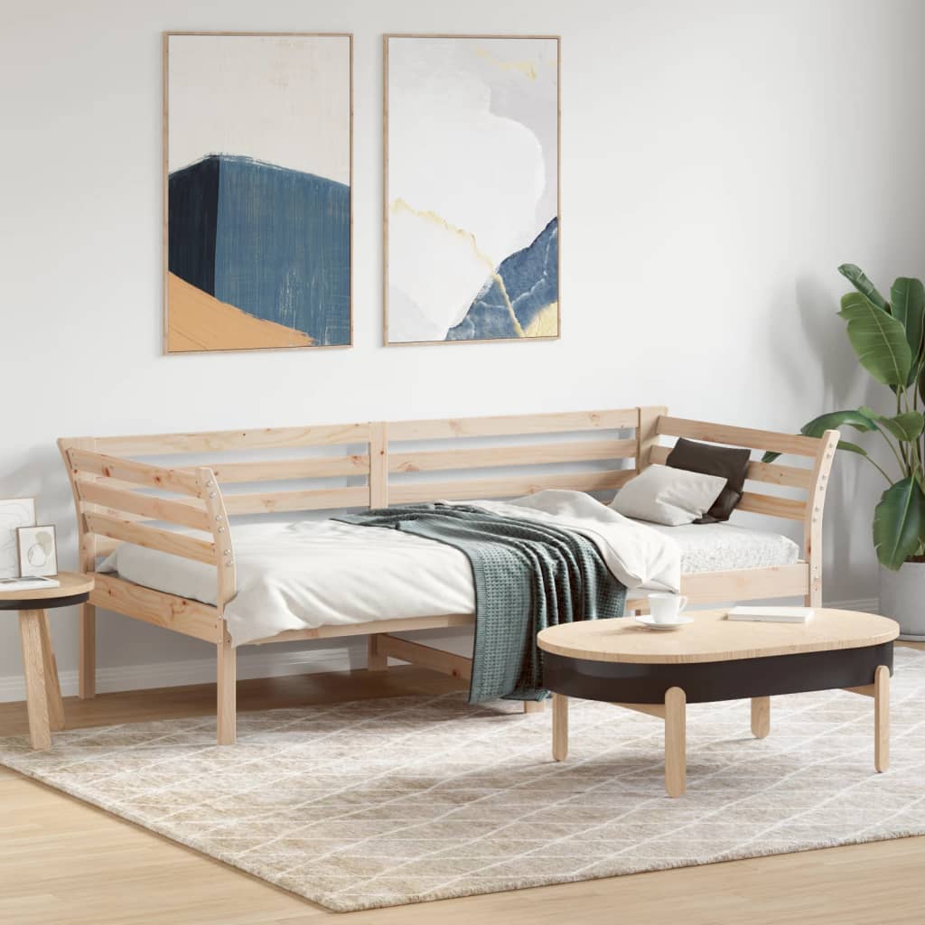 Łóżko Dzienne Drewniane Brązowe Rama Łóżka Ze Stelażem Sofa 90x190 cm