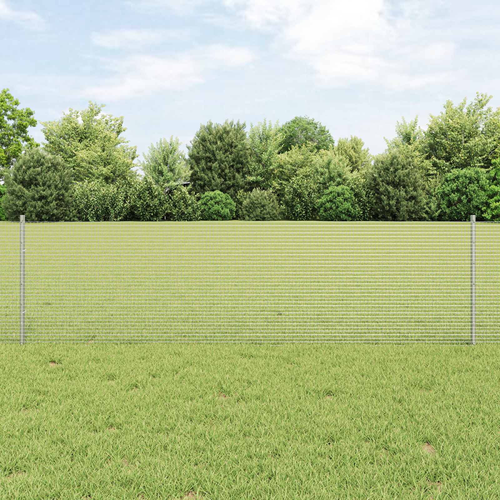 Ogrodzenie z słupkiem srebrny vidaXL