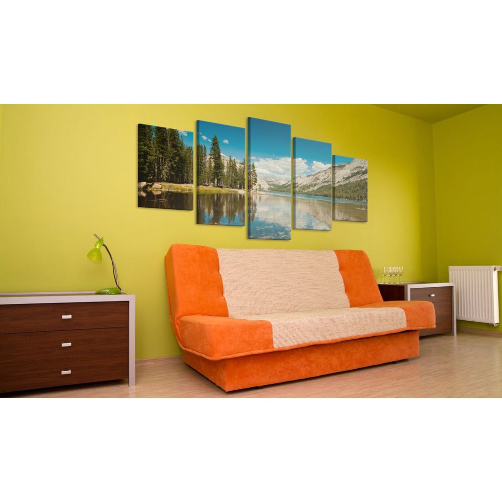 Tableau lac de montagne au début d'été - 200 x 100 cm - 2