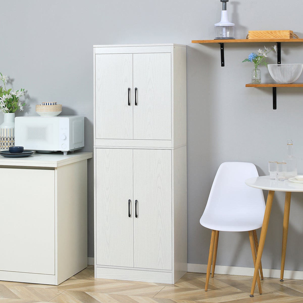 Armário de Cozinha HOMCOM Branco Melamina de Madeira 60x36x168cm - 3