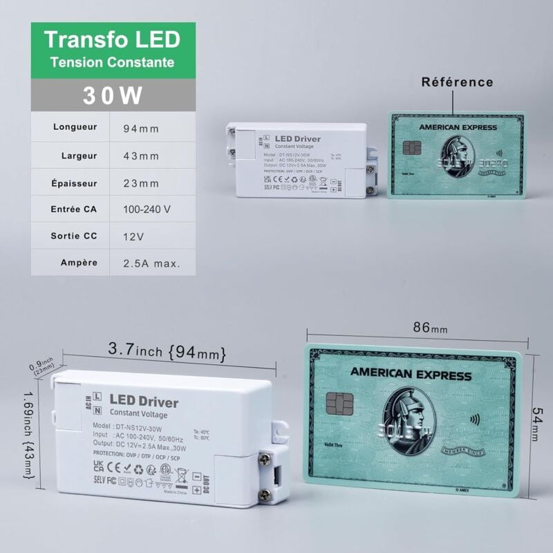 Transformateur LED 12V 30W - Alimentation Basse Tension, 220V à 12V, Compatible Bandes Leds et Projecteurs - 2